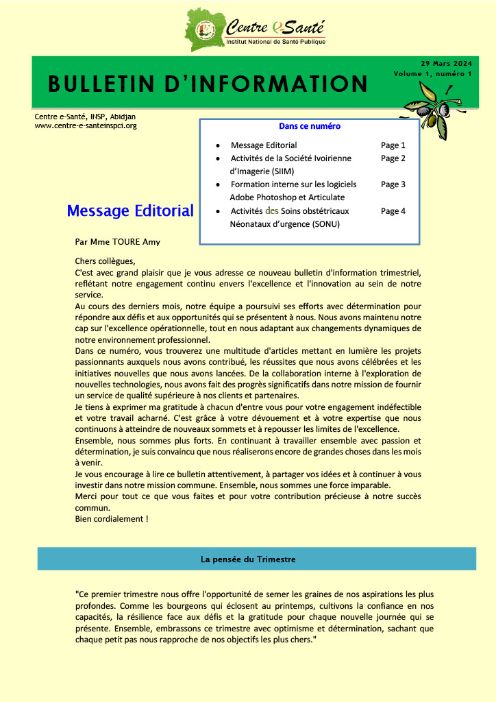 Dans ce numéro, vous trouverez une multitude d'articles mettant en lumière les projets
passionnants auxquels nous avons contribué, les réussites que nous avons célébrées et les
initiatives nouvelles que nous avons lancées.