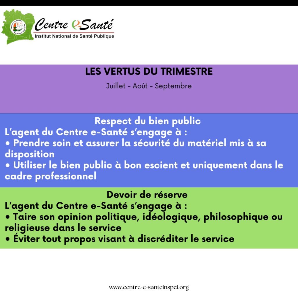 L'agent du Centre e-santé s'engage à :
- Prendre soin et assurer la sécurité du matériel mis à sa disposition